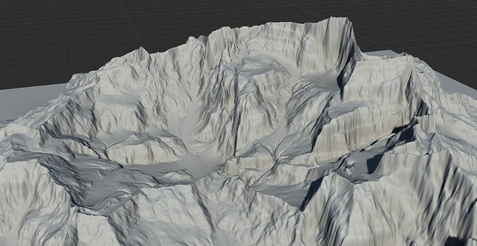 Swiss alps style mountain range created in Gaea